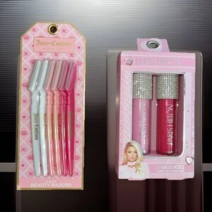 Paris Hilton Pink Jumbo Kiss Lip Gloss Duo & JC Beauty Razors